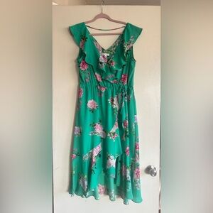 Socialite Green Floral Midi Dress